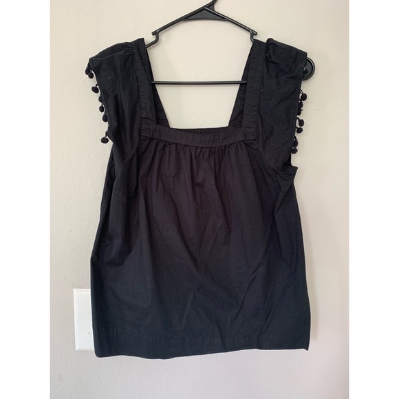 J. Crew Tops - J Crew black Pom Pom top. Size 4